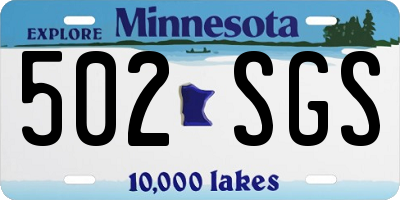 MN license plate 502SGS