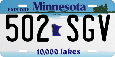 MN license plate 502SGV