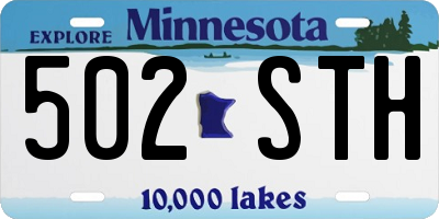 MN license plate 502STH