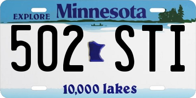 MN license plate 502STI