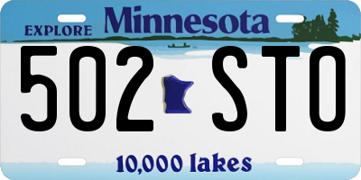 MN license plate 502STO
