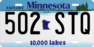 MN license plate 502STQ