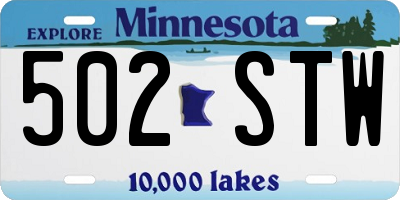 MN license plate 502STW
