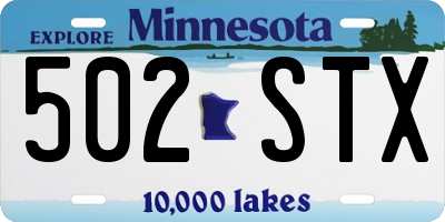 MN license plate 502STX