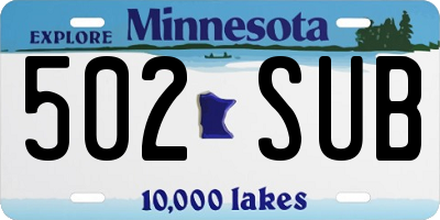 MN license plate 502SUB