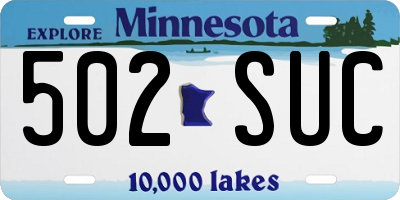 MN license plate 502SUC