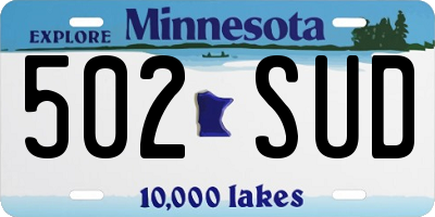 MN license plate 502SUD