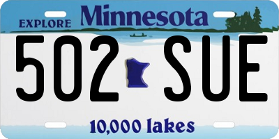 MN license plate 502SUE