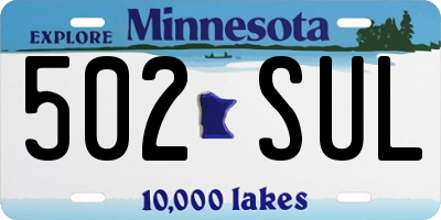 MN license plate 502SUL
