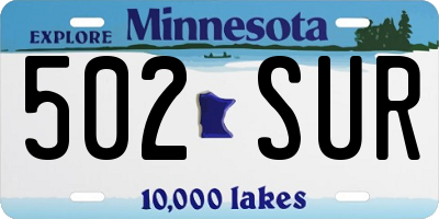 MN license plate 502SUR
