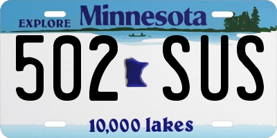 MN license plate 502SUS