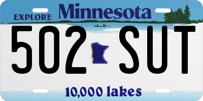 MN license plate 502SUT