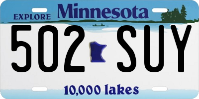 MN license plate 502SUY
