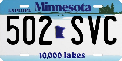 MN license plate 502SVC