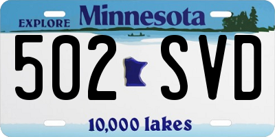MN license plate 502SVD