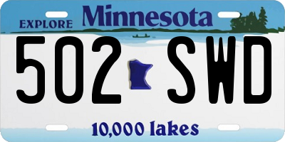 MN license plate 502SWD