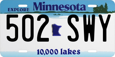MN license plate 502SWY