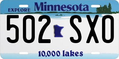 MN license plate 502SXO