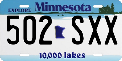 MN license plate 502SXX
