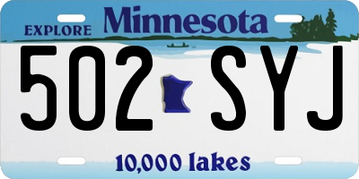 MN license plate 502SYJ