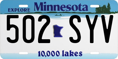 MN license plate 502SYV