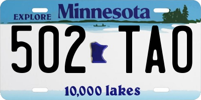 MN license plate 502TAO