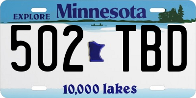 MN license plate 502TBD