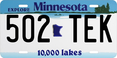 MN license plate 502TEK