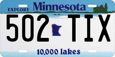 MN license plate 502TIX