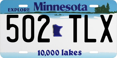 MN license plate 502TLX