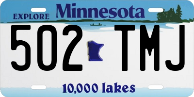 MN license plate 502TMJ