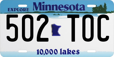 MN license plate 502TOC