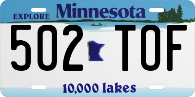 MN license plate 502TOF