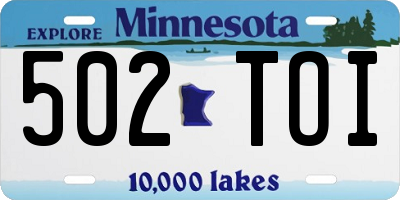 MN license plate 502TOI