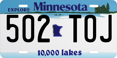 MN license plate 502TOJ