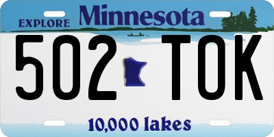 MN license plate 502TOK