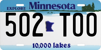 MN license plate 502TOO