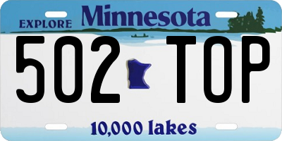 MN license plate 502TOP