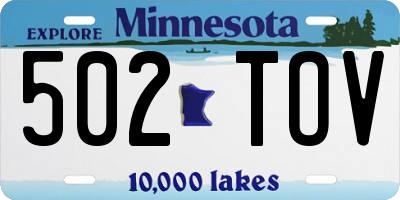 MN license plate 502TOV