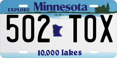 MN license plate 502TOX