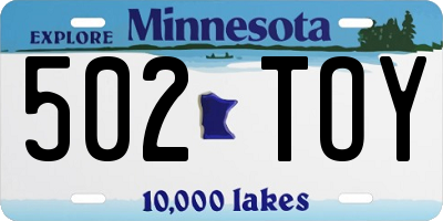 MN license plate 502TOY
