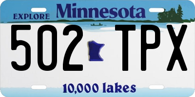 MN license plate 502TPX