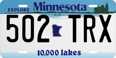 MN license plate 502TRX