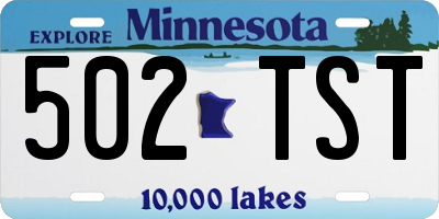 MN license plate 502TST