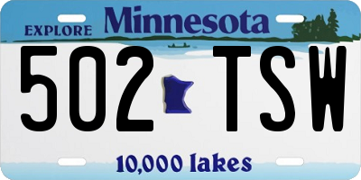 MN license plate 502TSW