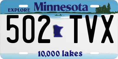 MN license plate 502TVX