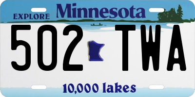MN license plate 502TWA