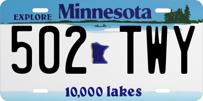 MN license plate 502TWY