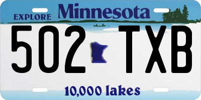 MN license plate 502TXB