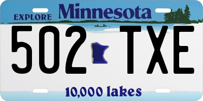 MN license plate 502TXE